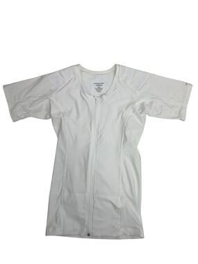 Postural Fitness by Alignmed Mens Full Zip Crew Neck Posture Shirt White Large